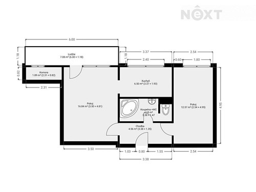 Prodaný byt 2+1 54 m²