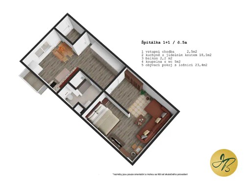 Prodaný byt 1+1 50 m²