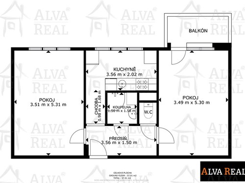 Prodaný byt 2+1 54 m²