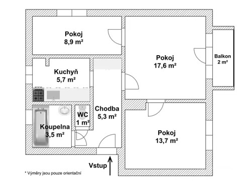 Prodej bytu 3+1 65 m²
