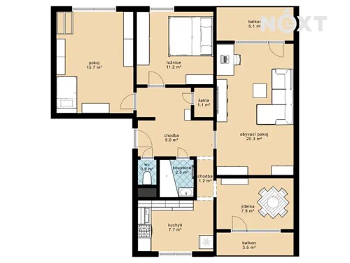 Prodej bytu 3+1 89 m²