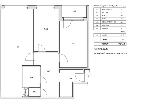 Prodaný byt 3+kk 68 m²