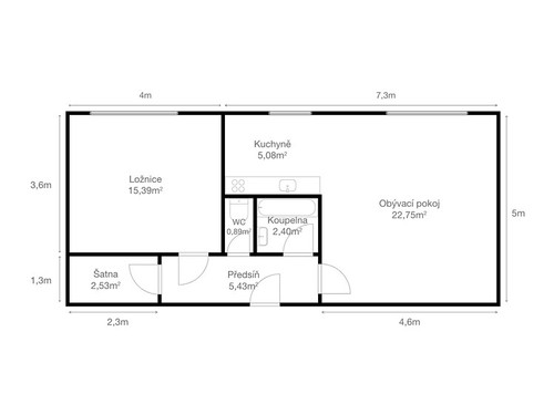 Prodaný byt 2+1 55 m²