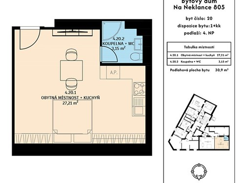 Prodaný byt 1+kk 31 m²