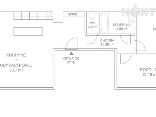 Prodaný byt 3+kk 72 m²