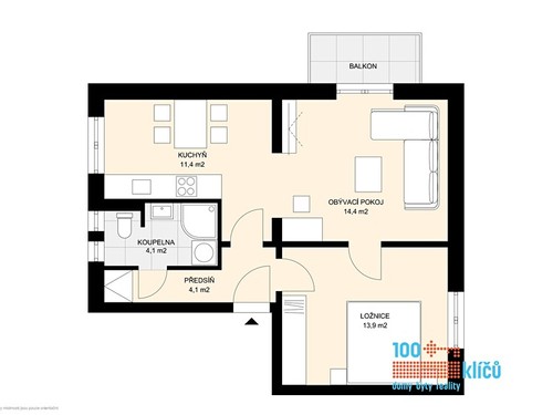 Prodaný byt 2+1 51 m²