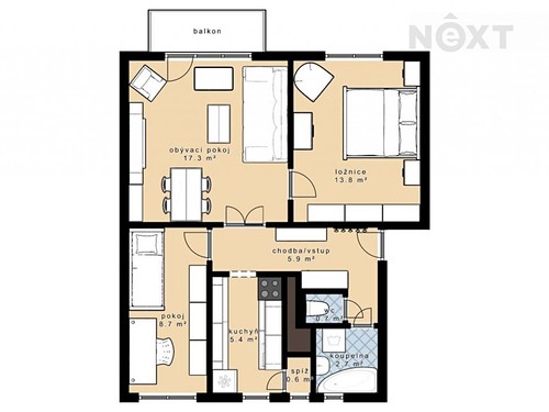 Prodaný byt 3+1 55 m²