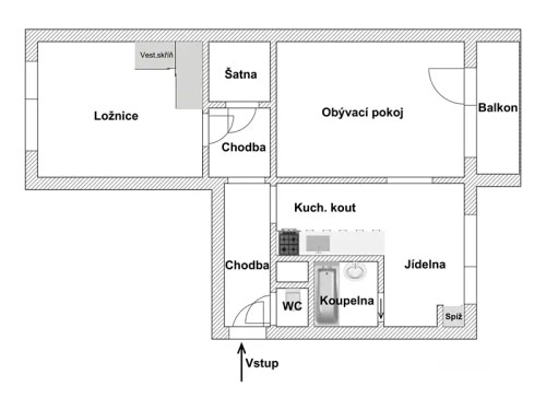 Prodej bytu 2+1 56 m²