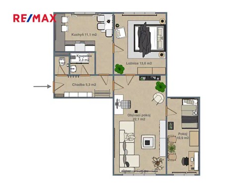 Prodej bytu 3+1 65 m²