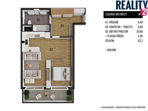 Prodaný byt 1+kk 52 m²