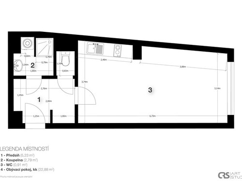 Prodaný byt 1+kk 32 m²
