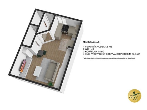 Prodaný byt 1+kk 25 m²