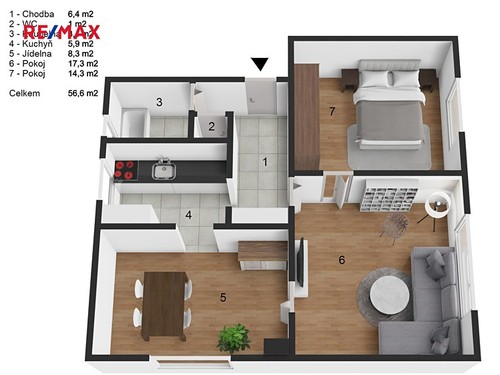 Prodaný byt 3+1 57 m²
