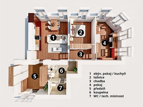 Prodaný byt 3+kk 70 m²