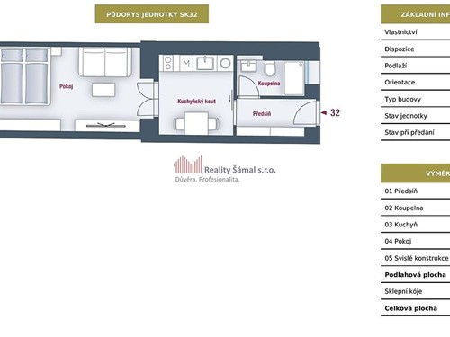 Prodaný byt 1+kk 33 m²