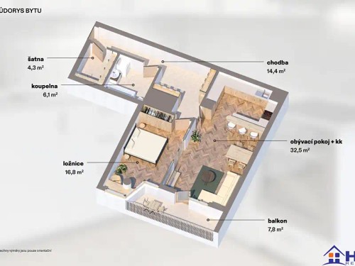 Prodaný  byt 2+kk 81 m²