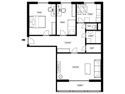 Prodaný byt 3+1 80 m²