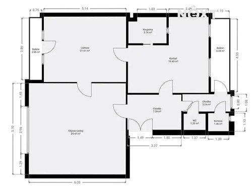 Prodej bytu 2+1 92 m²