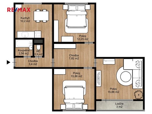 Prodaný byt 3+1 55 m²