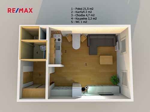 Prodaný byt 1+kk 32 m²