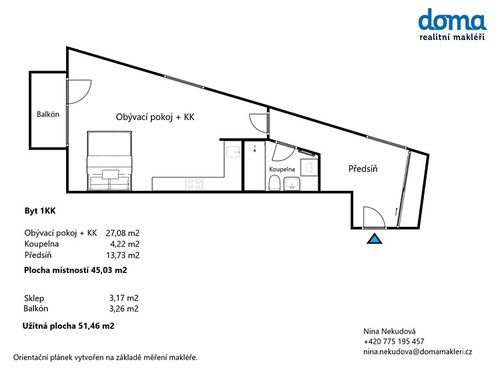 Prodaný byt 1+kk 51 m²