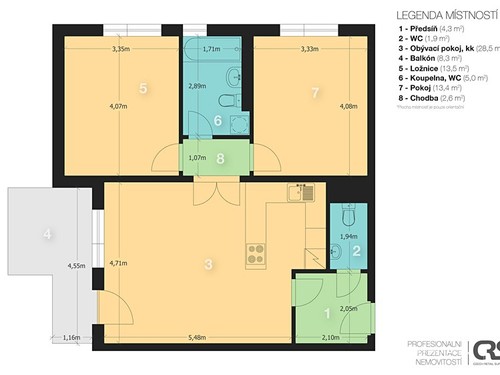 Prodaný byt 3+kk 75 m²