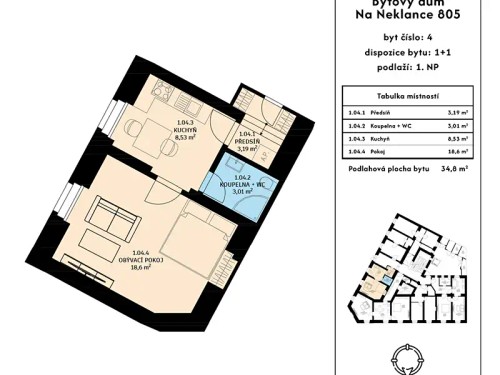 Prodaný byt 1+1 35 m²
