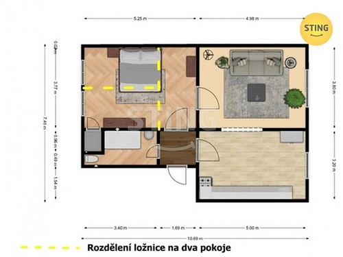 Prodaný byt 2+1 63 m²