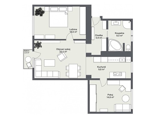Prodaný byt 3+1 79 m²