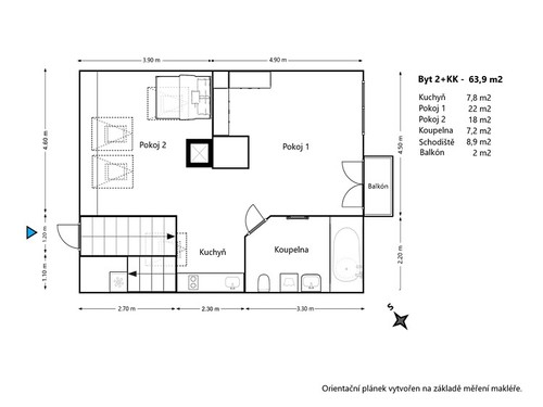 Prodaný byt 1+kk 70 m²