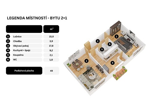 Prodaný byt 2+1 54 m²