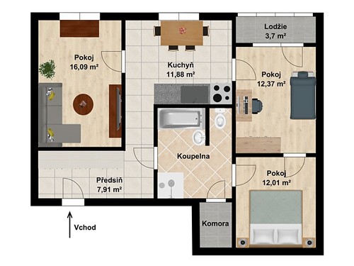 Prodaný byt 3+1 66 m²