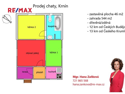Prodaná chata 46 m², pozemek 544 m²
