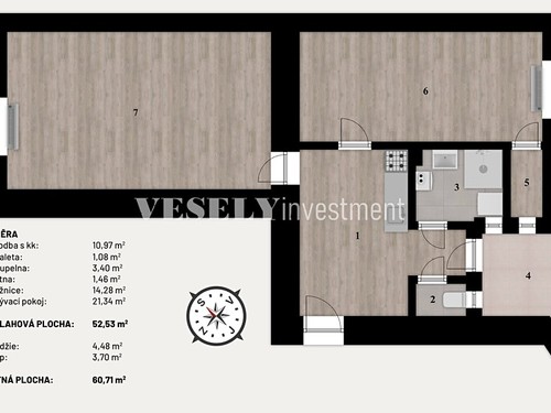 Prodaný byt 2+kk 61 m²