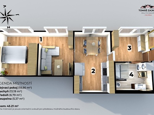 Prodaný byt 1+1 45 m²