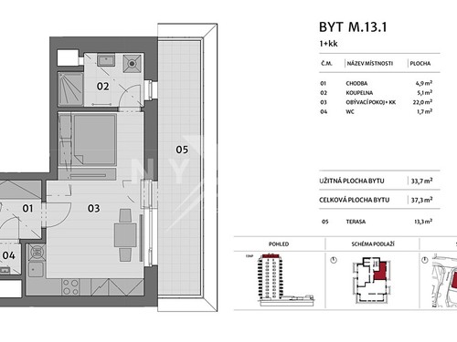 Prodaný byt 1+kk 37 m²