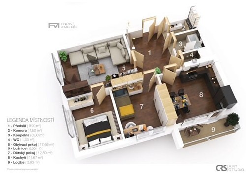 Prodaný byt 3+1 65 m²