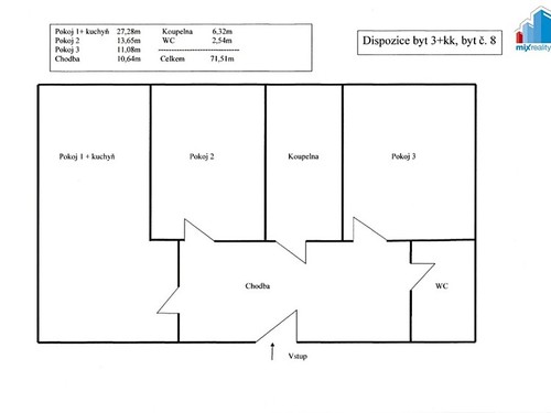 Prodaný byt 3+kk 71 m²