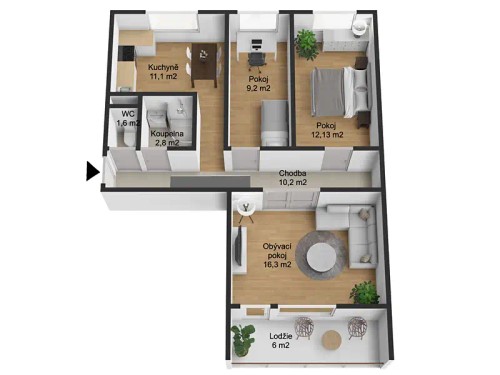 Prodaný byt 3+1 62 m²