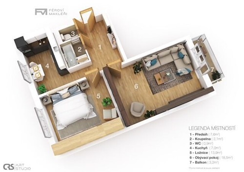 Prodaný byt 2+1 53 m²
