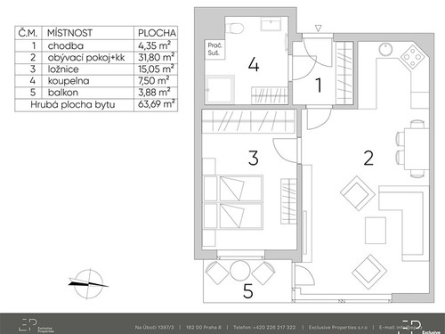 Prodaný byt 2+kk 59 m²