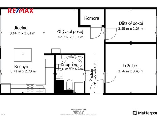 Prodaný byt 3+kk 62 m²
