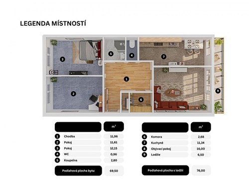 Prodaný byt 3+1 70 m²