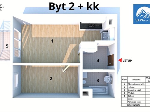 Prodaný byt 2+kk 52 m²
