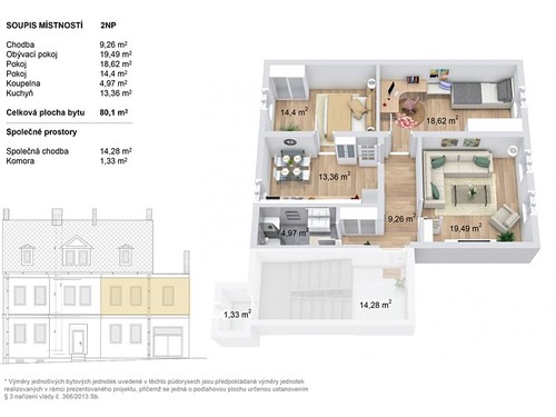 Prodaný  byt 3+1 80 m²