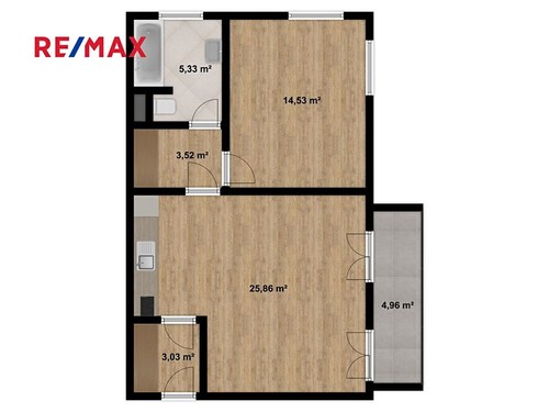Prodaný byt 2+kk 52 m²