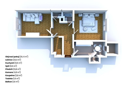 Prodaný byt 2+1 76 m²