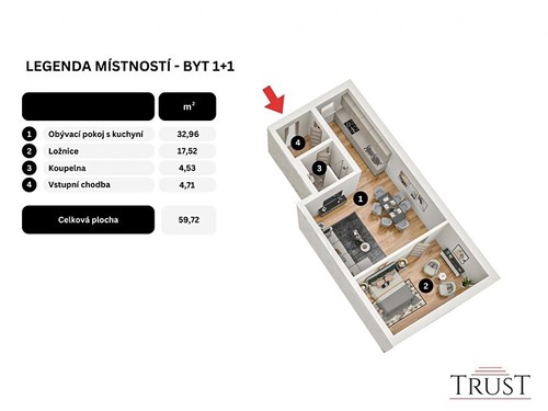 Prodaný byt 2+kk 60 m²