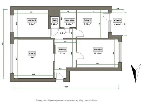 Prodaný byt 3+1 65 m²