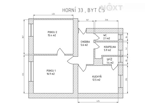 Prodaný byt 2+1 56 m²